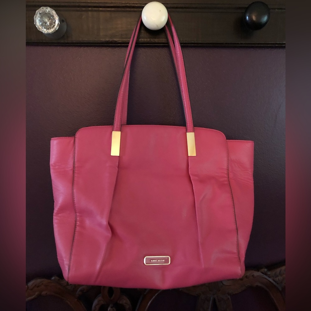 Anne Klein Hot Pink Faux Leather Shoulder Bag